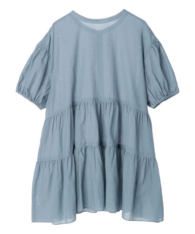 earth music&ecology 綿ローンティアードチュニック Blue