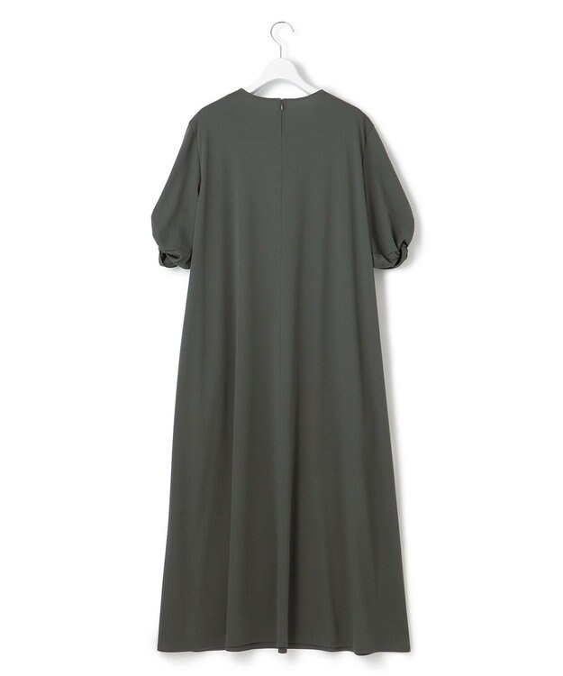 23区 L 【洗える】ライトスムース Aライン ワンピース カーキ系