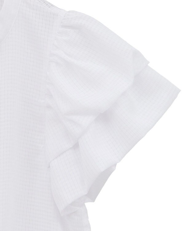 earth music&ecology ミニチェックバルーンスリーブブラウス Off White