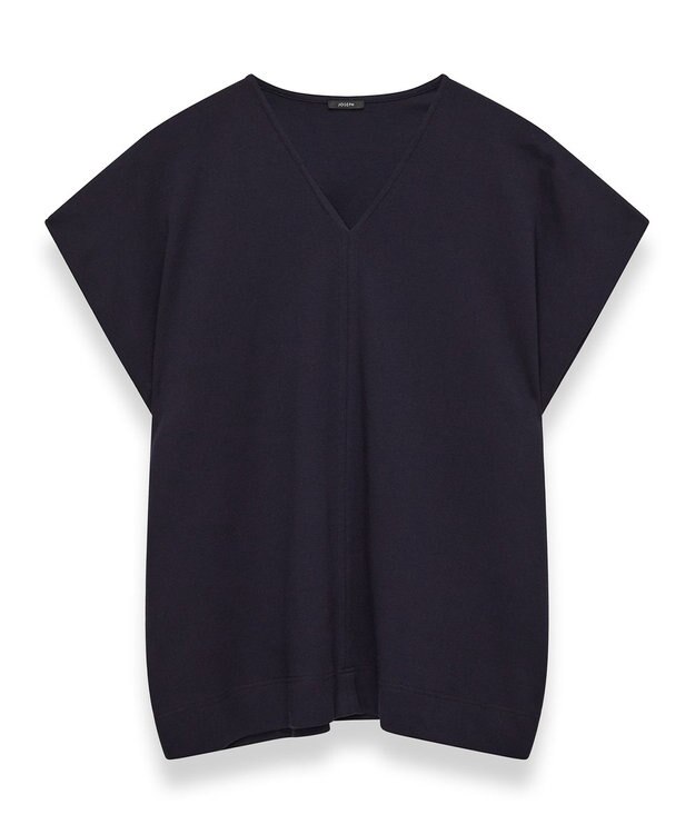 JOSEPH マーセライズコットン　Vネックトップス Navy