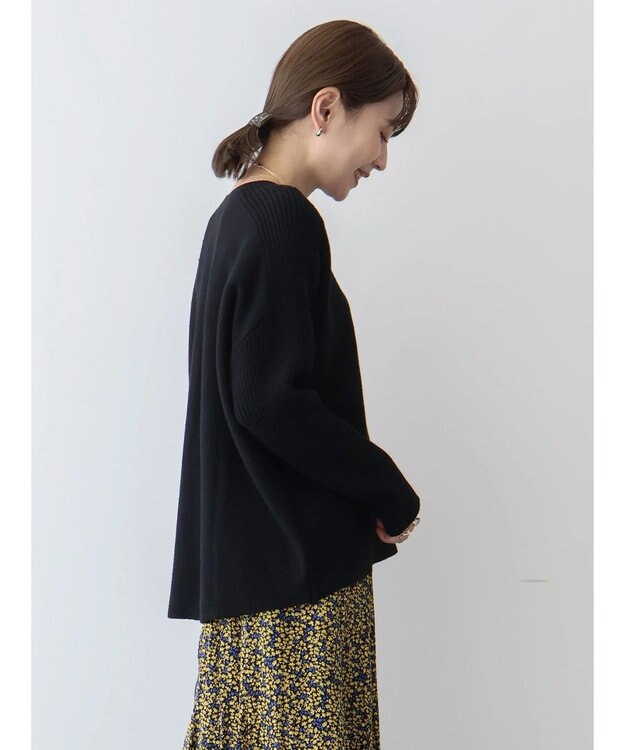 AMERICAN HOLIC バイパチ袖リブラグランニットプルオーバー Black