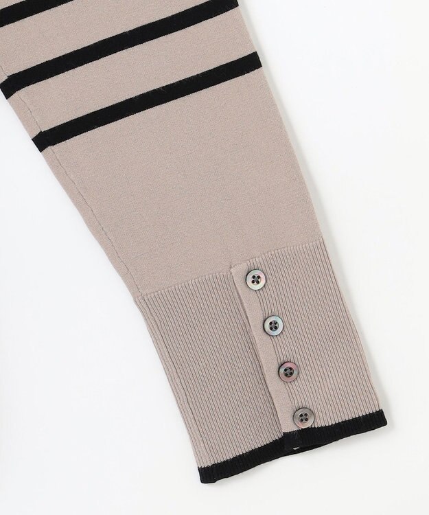 J.PRESS LADIES L 【洗える】VIGODA ボーダー ニット モカ×ブラック系