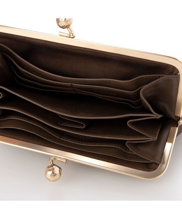 UNBILLION perche フラグメントケース付きアンティーク調ガマグチ長財布 グレー