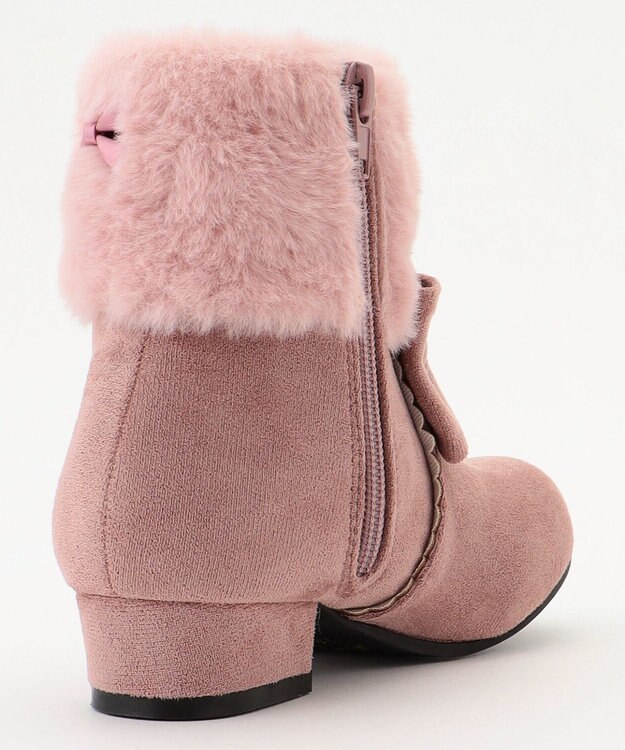 ANY KIDS フェイクファーリボンブーツ ピンクベージュ