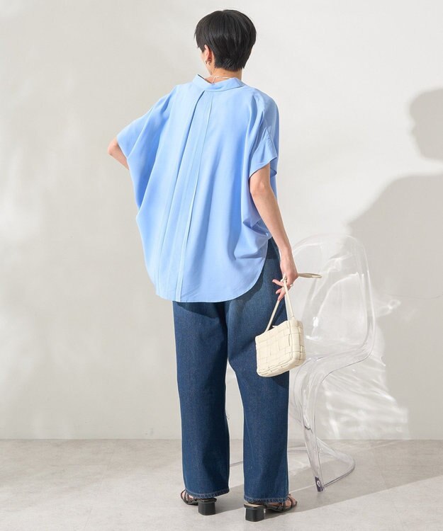 AMERICAN HOLIC 【接触冷感】タックフレンチスリーブシャツ Sax