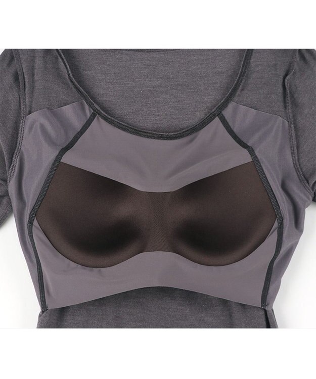 Wing カップ付きインナー あったか素材 ラク きれいなバストシルエット 【シンクロブラトップ】 8分袖 長袖 秋 冬 ET1865 ウイング／ワコール ダークブラウン