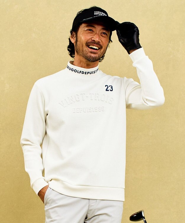 23区GOLF 【MEN】パターンからゴルフに合わせたしっかり素材のカノコダンボールモック ホワイト系