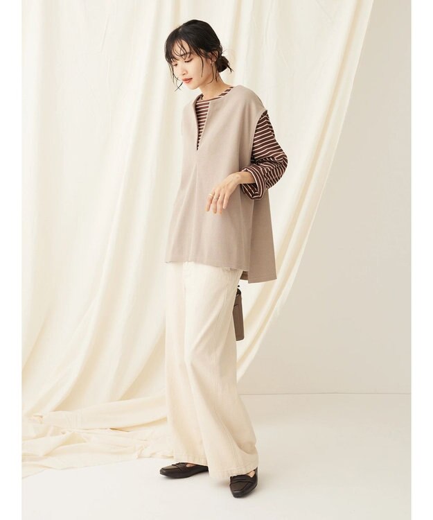 CRAFT STANDARD BOUTIQUE ボーダーワッフルプルオーバー Brown