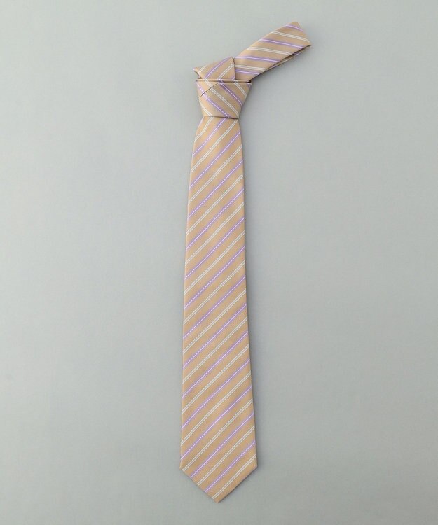 GOTAIRIKU GOTAIRIKU別注【日本製】シルク ネクタイ_ストライプ柄 ベージュ系1
