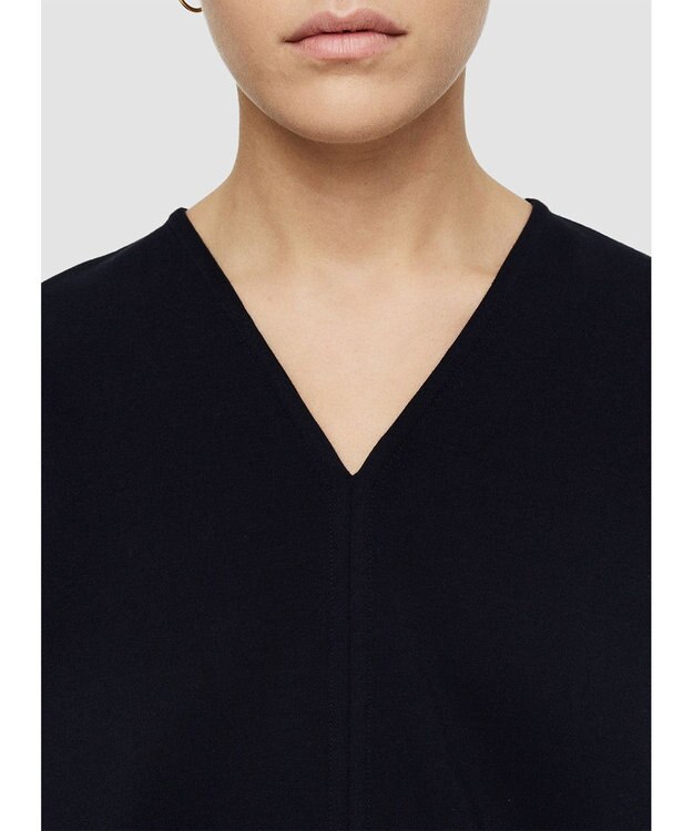 JOSEPH マーセライズコットン　Vネックトップス Navy