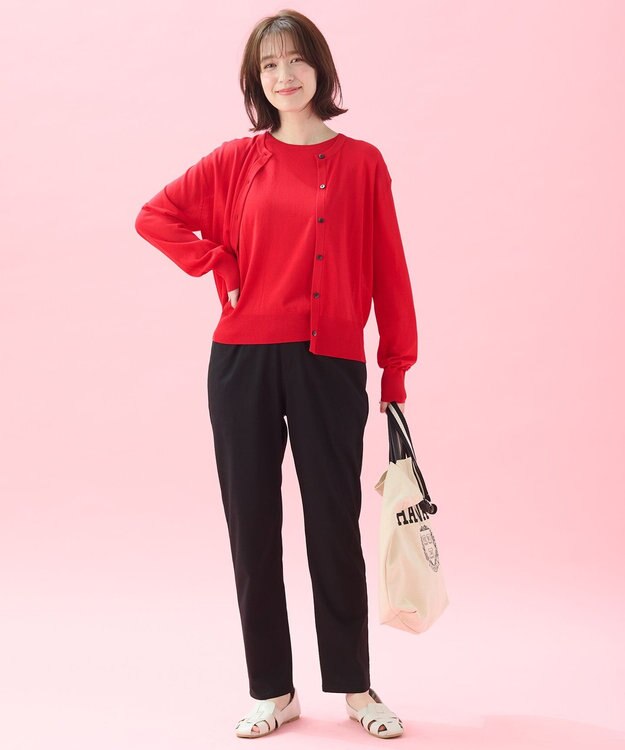 ANY 【2SET】ニットツインセット（ノースリーブニット＋カーディガン） レッド