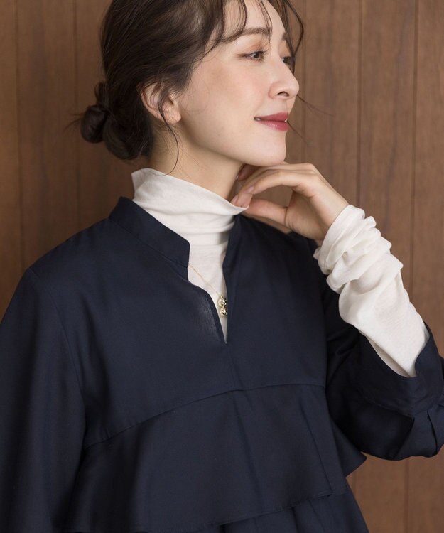 組曲 リヨセルシャーティングティアード ブラウス ネイビー系