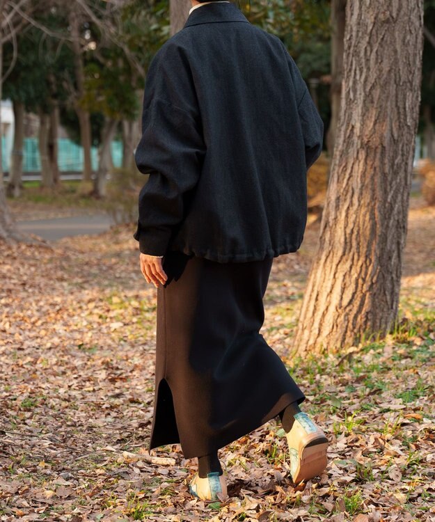 muuc リネンウールのショールカラージャケット ブラック