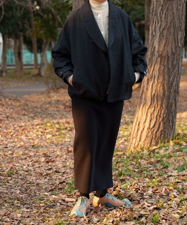 muuc リネンウールのショールカラージャケット ブラック