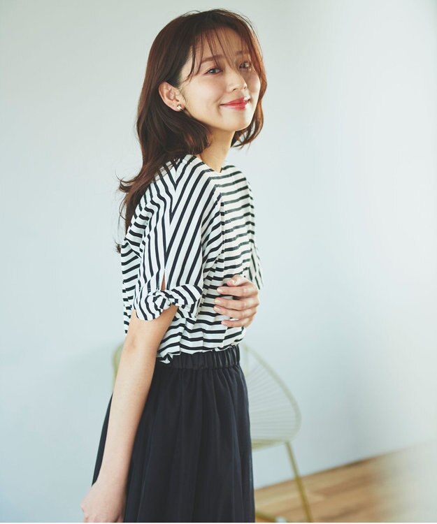 Feroux 【UVケア】リボンスリーブドルマン Tシャツ ホワイト系1