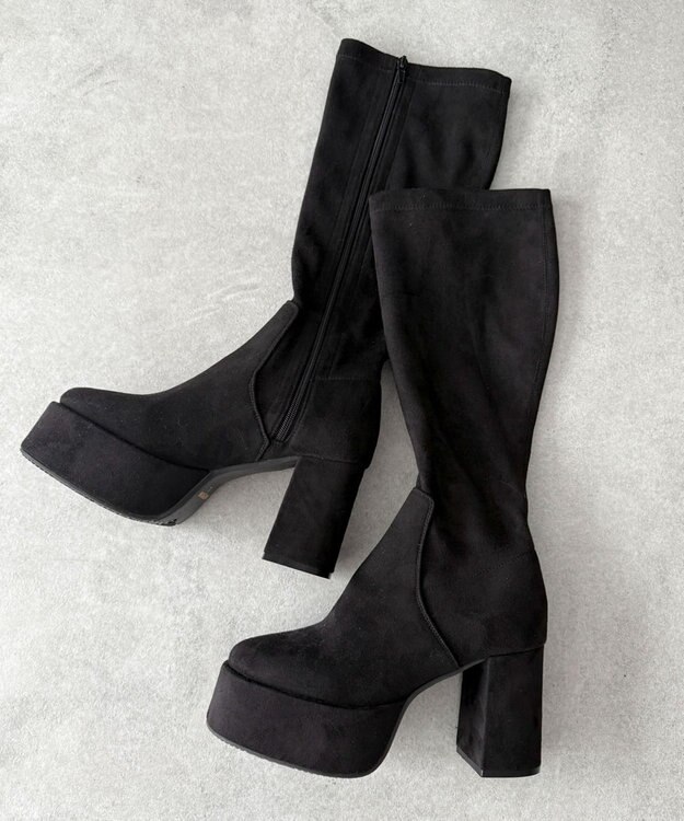 WEGO ストレッチヒールロングブーツ ブラックその他