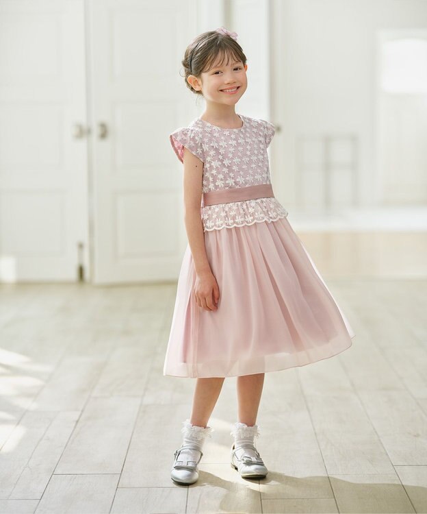 組曲 KIDS 【150-160㎝】ミスティフラワー ドレス ピンク