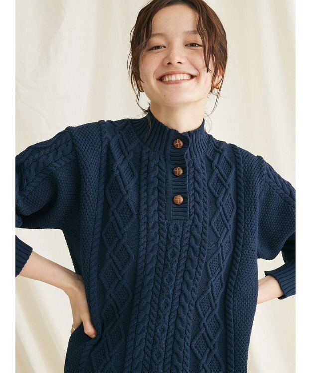 CRAFT STANDARD BOUTIQUE リサイクルポリエステルヘンリーネックプルオーバー Navy