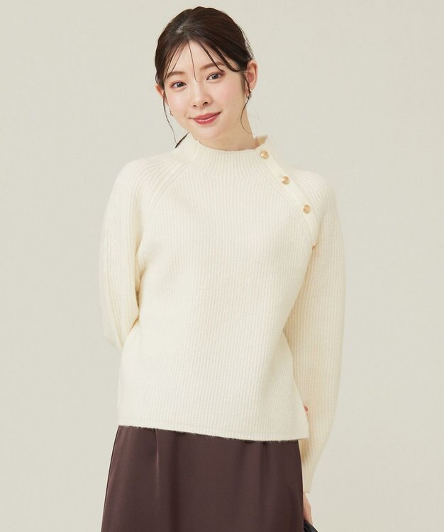 ANY SIS 【洗える】ボトルネックボタンポイントAir ニット アイボリー