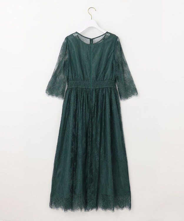 ANY SIS 【洗える】パネルレース ドレス ダークグリーン
