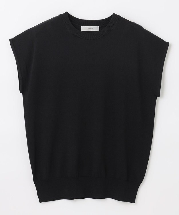 ANY 【UVケア/接触冷感/アンチピリング】クールタッチフレンチスリーブニット ブラック