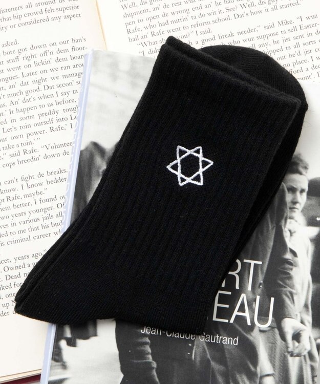 WEGO ワンポイント刺繍クルーソックス ブラックその他