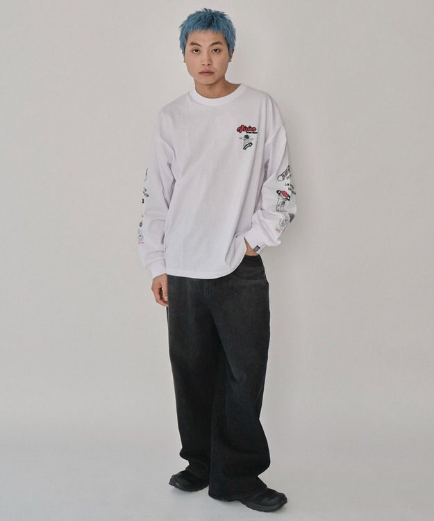 WEGO 【ユニセックス着用ITEM】別注VISIONグラフィックスリーブプリントT（LS） ホワイト