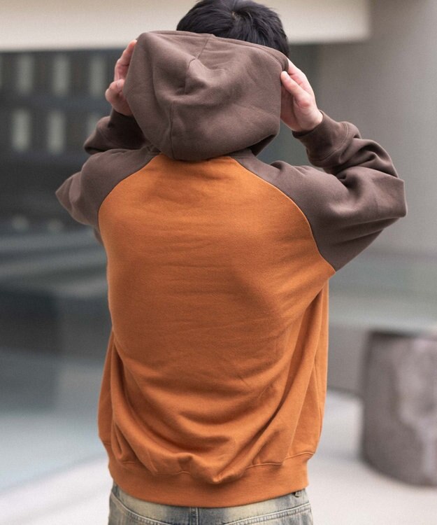 WEGO ラグランプルパーカー ブラウン