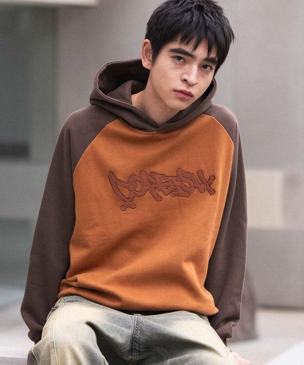 WEGO ラグランプルパーカー ブラウン