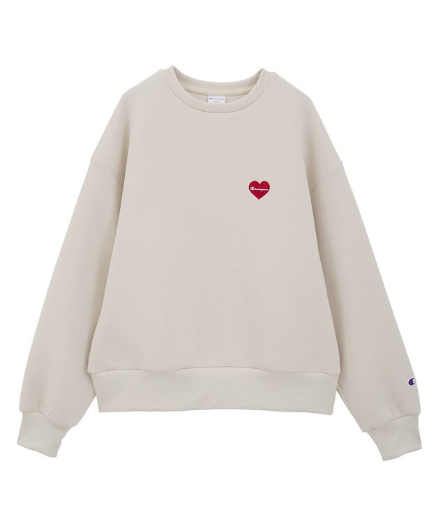 earth music&ecology Ｃｈａｍｐｉｏｎ×ｅｍａｅポンチハートスウェット Ecru