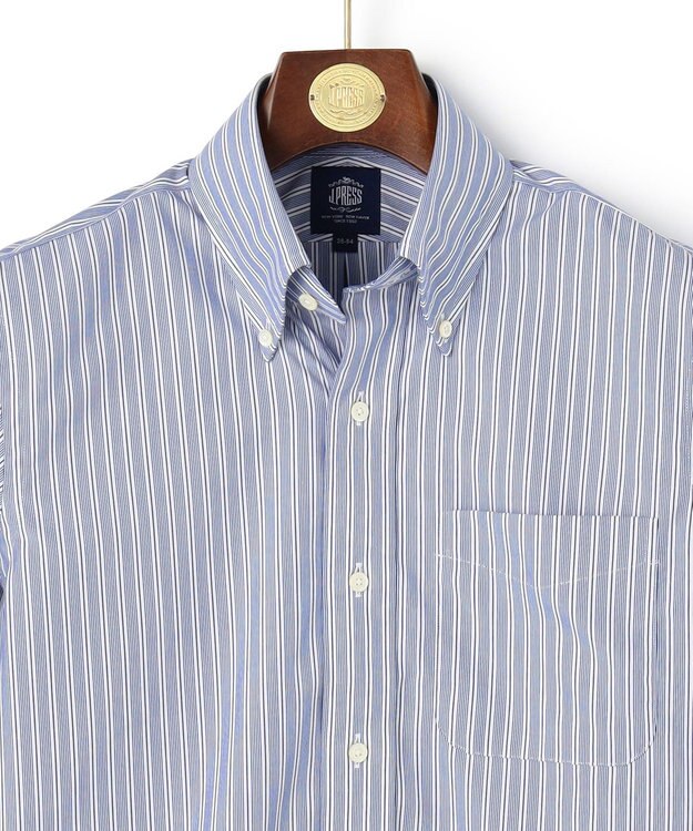 J.PRESS MEN 【PREMIUM PLEATS / 形態安定】イングリッシュストライプ ドレスシャツ / B.D. ネイビー系1