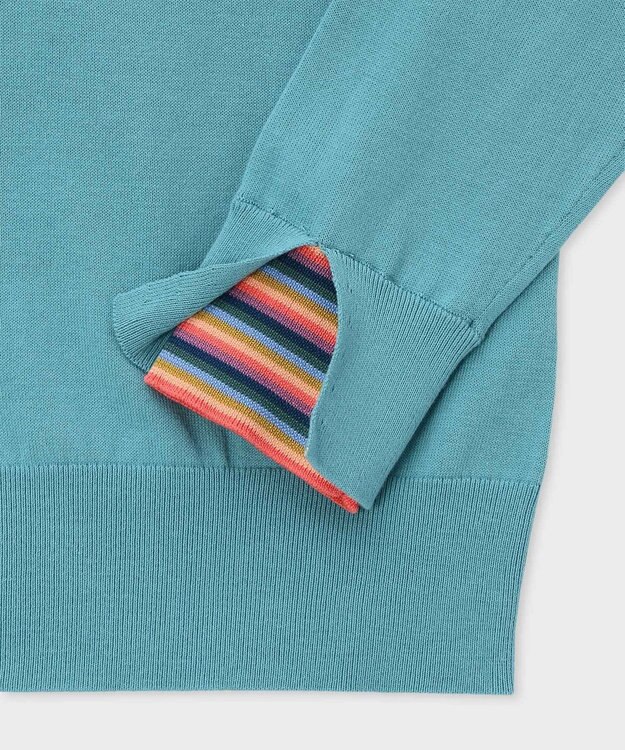 Paul Smith 【洗える】ストライプ カフス カーディガン グレイッシュブルー