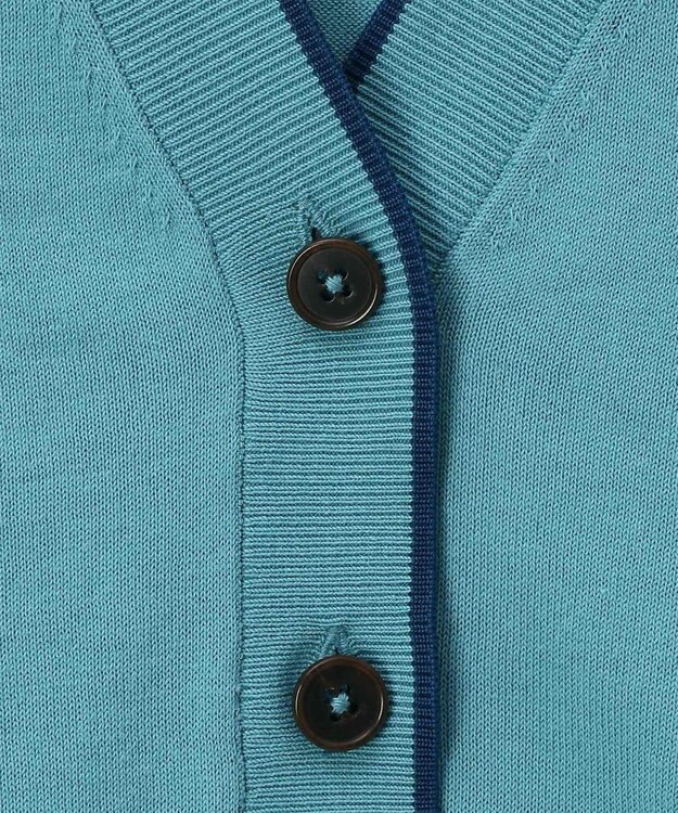 Paul Smith 【洗える】ストライプ カフス カーディガン グレイッシュブルー