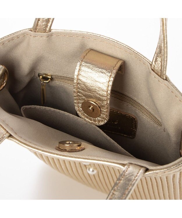 UNBILLION 【テレビ ドラマ着用アイテム】ペルケ perche / シーププリーツパール付き2wayミニショルダー ゴールド