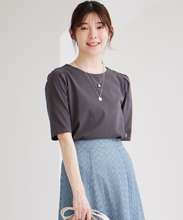 ANY SIS 【UVカット・接触冷感・撥水・汗ジミ防止】プレーティングジャージー タックスリーブ カットソー スレート