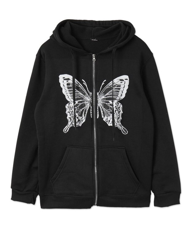 WEGO バタフライBIGZIPパーカー ブラック