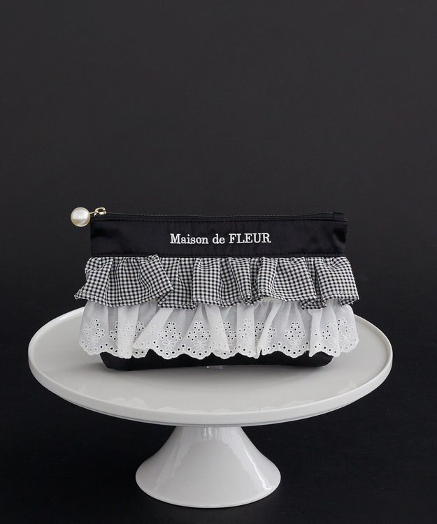 Maison de FLEUR フロントフリルポーチ Black