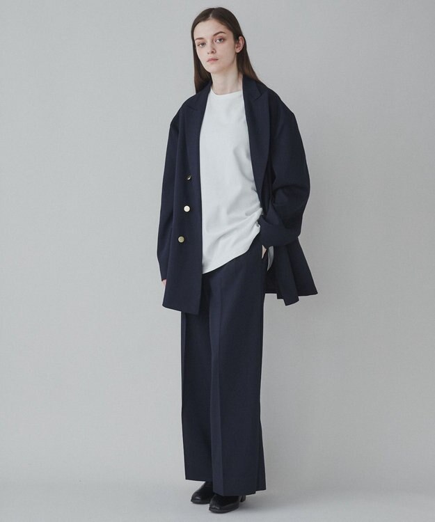 WEGO 【ユニセックス着用ITEM】ワイドストレートスラックス ネイビー