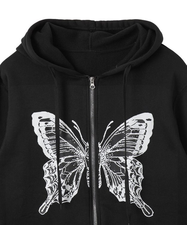 WEGO バタフライBIGZIPパーカー ブラック