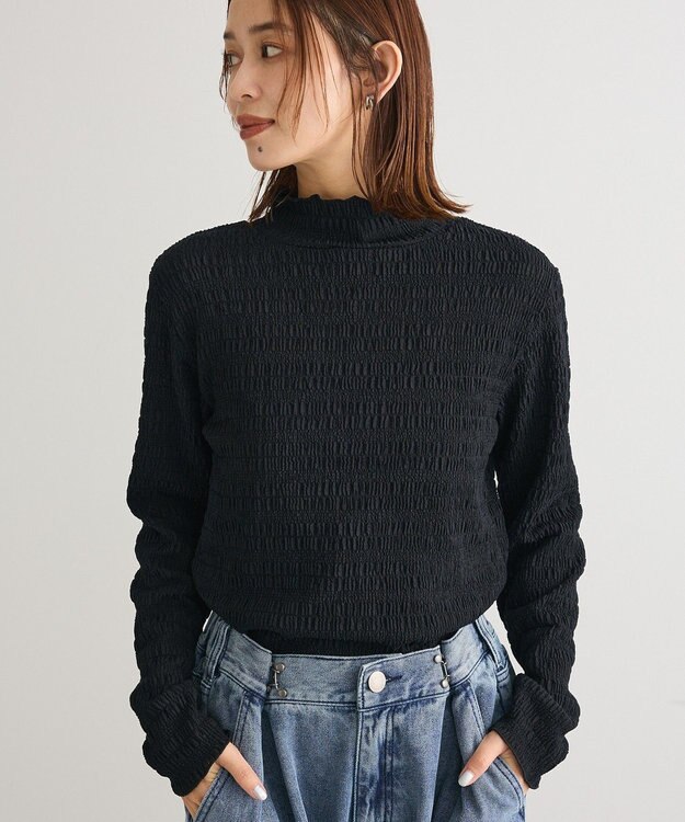 Green Parks ・Ｐｅｔｉｔ　Ｆｌｅｕｒ　ジャガードハイネックロンＴ Black