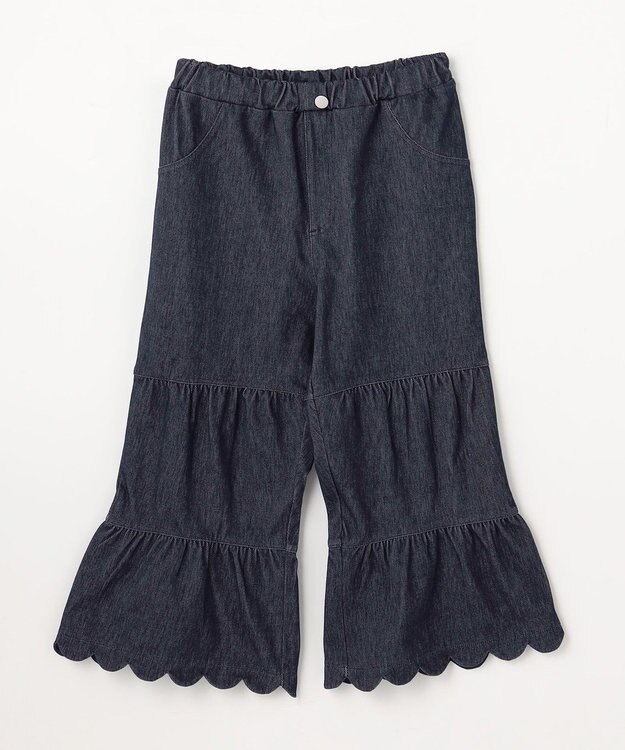 組曲 KIDS 【150-160㎝】ティアードデニムパンツ ネイビー