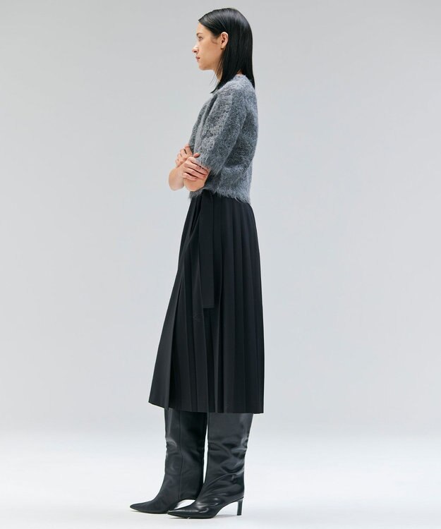BEIGE， 【セットアップ対応・洗える・BAILA 11月号掲載】ZEPHYR / ウールライクアシンメトリープリーツスカート Black