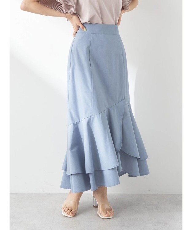 earth music&ecology チューリップヘムティアードスカート Sax