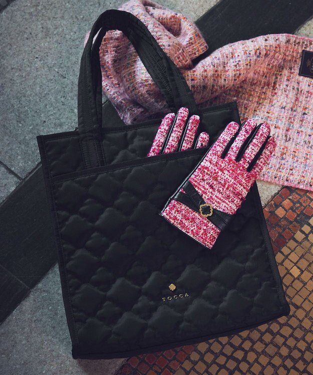 TOCCA 【A４サイズ・撥水】CHECKER CLOVER QUILT TOTE トートバッグ ブラック系