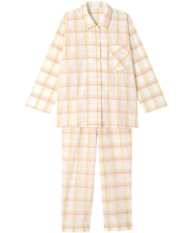 ワコール／睡眠科学 パジャマ 長袖 長ズボン 綿混(本体) 上下セット 前開き レディース YDX342 睡眠科学／ワコール クリーム