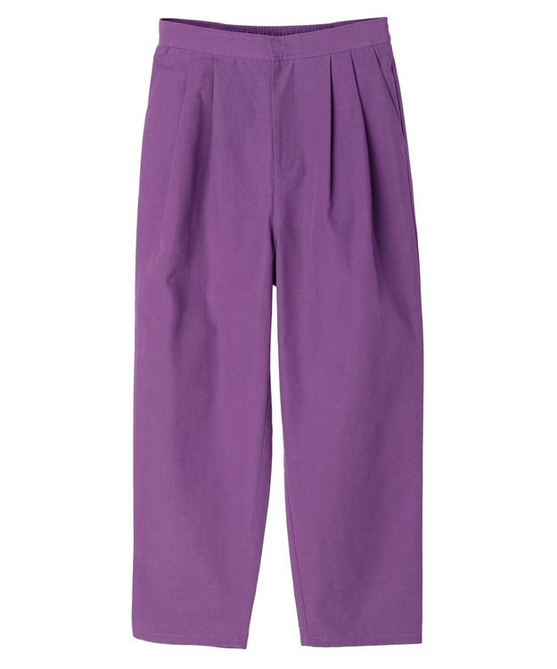 Green Parks 綿麻混タックテーパードパンツ Deep Purple