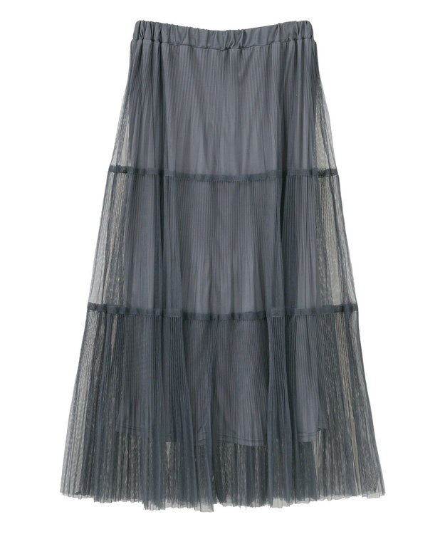 Green Parks チュールプリーツティアードスカート Gray