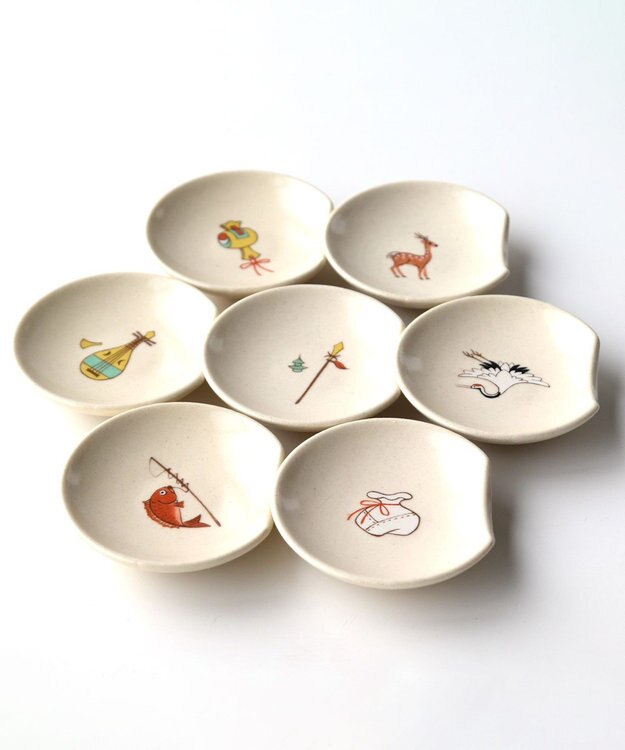 たち吉 【たち吉】七福　箸置〈7個〉 美濃焼 キナリ