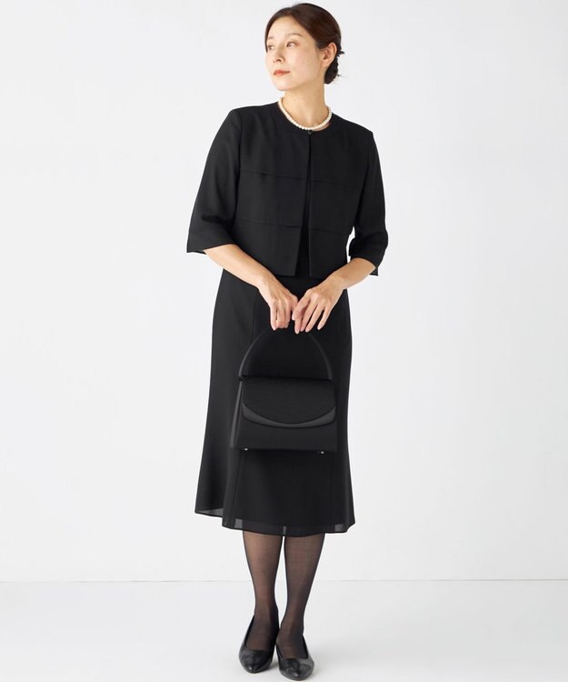 自由区 FORMAL 【人気NO.1 / 洗える】ボレロ風ワンピース ブラック系