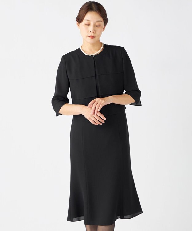 自由区 FORMAL 【人気NO.1 / 洗える】ボレロ風ワンピース ブラック系